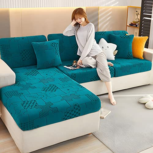 JOKIVTOU Schnitt Couch Abdeckung, L Form Schnitts Sofa Couch Abdeckungen, Liege Sofa Abdeckungen, Weiche Stretch Hussen, Möbel Schutz Couch Abdeckungen (GROßE DOPPEL Kissen,Royal Blau)