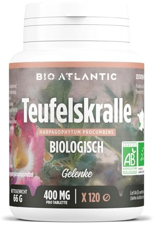 Bio Teufelskralle (Harpagophytum procumbens) Devil's Claw - GELENKE - 1600 mg pro Tag - 120 Tabletten | Premium Naturprodukt & Rein pflanzlich