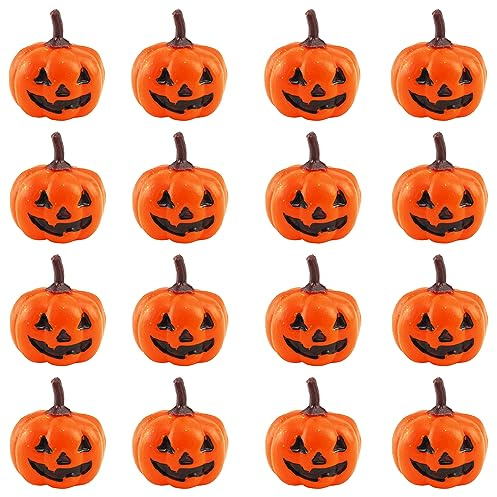 UNVOJL 16 Pieces Halloween Artificial Pumpkin Plastic Pumpkin Fake Pumpkin Ornaments Décor Halloween Decoration