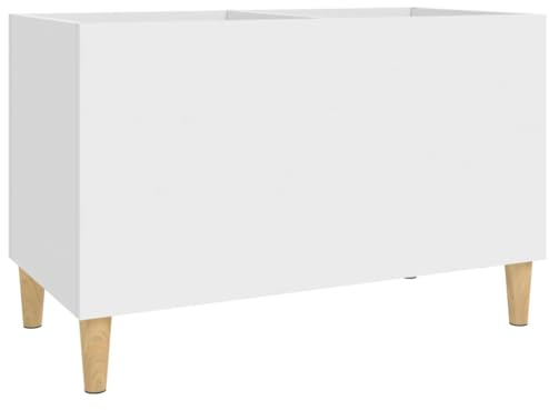 vidaXL Plattenschrank, Schallplattenschrank mit viel Stauraum, Plattenspieler Schrank für Wohnzimmer, LP Schrank Schallplattenständer, Weiß Holzwerkstoff
