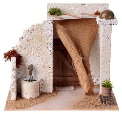 Brunnen und Vorhof eines arabischen Hauses, Krippenzubehör, für 10 cm Figuren, 20x25x20 cm