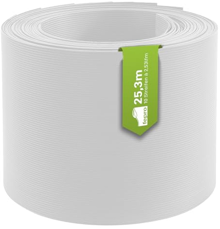 Fepro® Hart-PVC Sichtschutzstreifen Weiß RAL9010 40x 2,525m Doppelstabmatten Zaunfolie Windschutz blickdicht Sichtschutz Zaunverkleidung Blickschutz