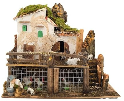Holyhome Casolare per Presepe con Pastore Benino Illuminato 28x15x22 cm (11,02x5,90x8,66 Inch)