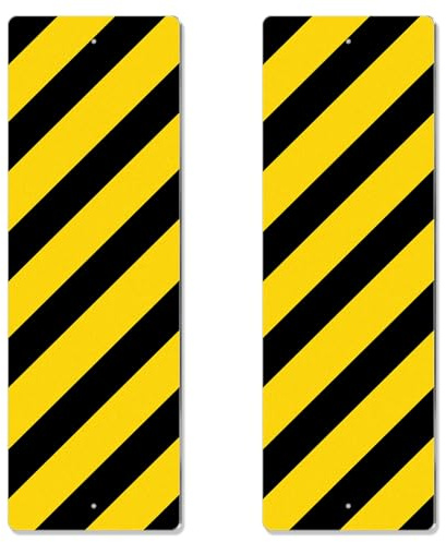 Therwen Lot de 2 panneaux réfléchissants d'extérieur résistants aux intempéries en aluminium réfléchissant noir sur jaune pour allée, panneaux d'avertissement de rue, réflecteur en métal pour route,