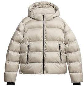 Superdry Damen Luxe Sports Steppjacke mit Kapuze Austern Creme Glanz 42