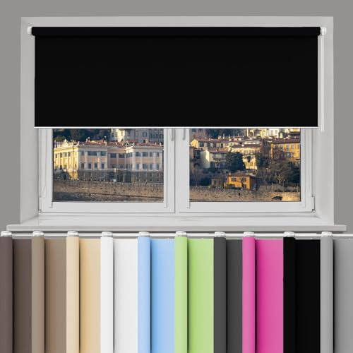 Fensterrollo Rollo 35 x 170 cm Verdunkelung Rollos Sichtschutz und Sonnenchutz Tenebra Thermorollo Rollo für Fenster und tür, Schwarz