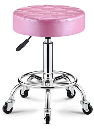 Drehhocker mit Rollen, rund, PU-Leder, Rollhocker, höhenverstellbar, Arbeitsstuhl, Büro-Schreibtischhocker für Spa, Salon, Tattoo, Arbeit, Mokka (Kaffee)