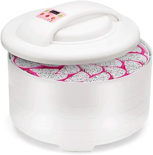 NUANYI Deshidratador De Alimentos, Temporización De Programación - Control De Temperatura, con 5 Bandejas Apilables, Bajo Consumo De Energía, Fácil De Limpiar, 250W/Blanco