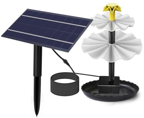 Solar Springbrunnen Für Außen, Dreischichtiges Fließwasser-Set Mit Wasserpumpe, Vogelbad Und Brunnen Abnehmbar Mit 9 Düsenzubehör, Solarbrunnen Für Draussen Für -Wasserspiel, Gartendekoration