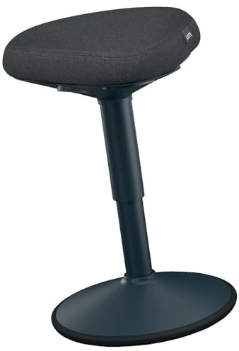 Leitz Ergo Active Sitzhocker mit Dual Density Foam Komfortsitz, Bürohocker höhenverstellbar von 47 bis 64 cm, Sitzbezug aus 100% Recycling-Material, Für bis zu 110kg, Ergo-Serie, Dunkelgrau, 65440089
