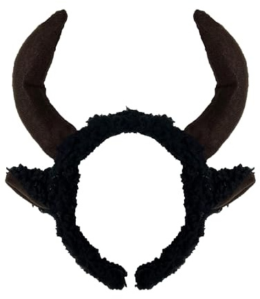 jokeshop Stier Hörner & Ohren auf Haarreif Ziege Schafsohren Bauernhof Cosplay Tier Welttag Halloween Faschingskostüm