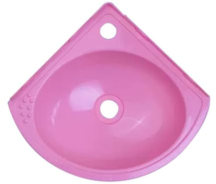 ZDMZR Kleines Eckwaschbecken Zur Wandmontage, Waschbecken, Kleines Dreieckiges An Der Wand Montiertes Mini Waschbecken für Den Waschtisch, Kunststoffspüle, Waschbecken im Wohnmobil Badezimmer(Pink)
