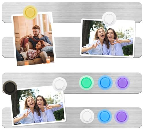 DUJEQM Magnettafel Memotafel Magnetwand Pinnwand Magnetisch Selbstklebend Magnetleiste Memoboard Edelstahl Metallband Magnetleisten Magnetboard mit 7 Magnete für Büro Fotos Fotowand Dokumente 4 Stück
