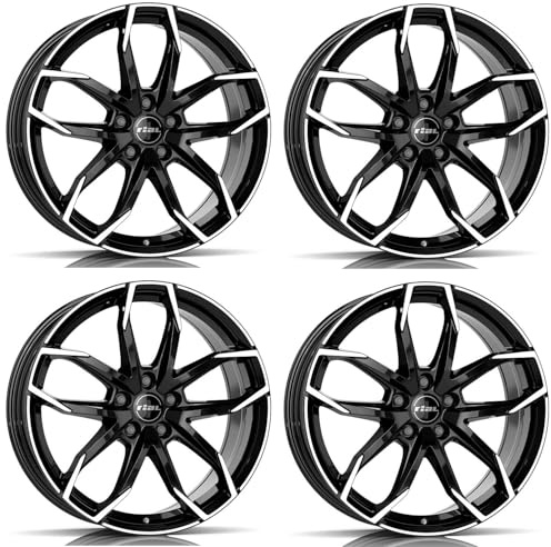 4x Rial Felgen Alufelgen Lucca 6.5Jx16 ET47 5x100 diamant-schwarz frontpoliert kompatibel mit SKODA Fabia Rapid