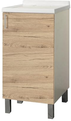Liberoshopping Mobile Lavatoio in legno con vasca in metacrilato (Quercia Naturale, 45x50 cm)