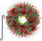 30CM Ghirlanda Natalizia, Ghirlanda Natalizia per Porta con Gancio Nero, Ghirlanda di Abeti Artificiale con Bacche e Fiori, Decorazioni Natale per la Casa ed Esterna