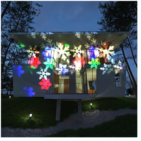 HPHPH Christmas Projector, Solar Christmas Snowflake Disco Light IP65 Outdoor Moving Snowfall Projector Lamp For New Year Party Wedding Decor,Halloween, Christmas.(Colorful)