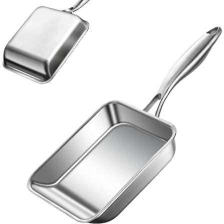 Sghtil Sartén antiadherente, sartén antiadherente | Sartén antiadherente cuadrada de acero inoxidable de 3 capas, sartén pequeña de hierro profundo para cocinar