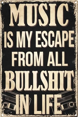 Vintage Tin Music Sign Retro Metal Funny Signs for Home Decor Stylish Wall Art Plaques Gift for Bathroom Kitchen and Gothic Wall Decor in Every Room 12x8 inch