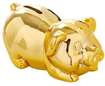Spardose Kinder Personalisiert, Sparbüchse, Sparschwein Hochzeit, Baby Mädchen Jungen Kinder Sparschwein Groß, Piggy Bank, Trinkgeld Spardose Keramik, Hochzeitsgeschenke für Brautpaar (Golden)