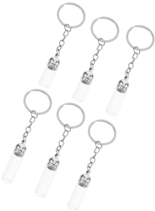 HONITANO Schlüsselanhänger Glasfläschchen Ätherisches Öl 6 Stück Transparenter Glasanhänger Kleine Parfümfläschchen Für Geschenke Und Dekoration