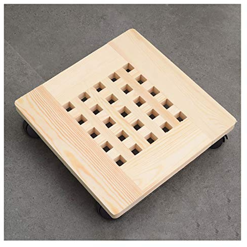 XUGYAO Wooden Movable Plant Pot Trolley Trays Plant Stand Caddy Pot Stand with Wheels,Square Flower Pots Stand for Home Garden Indoor Outdoor,Planter Pallet for Home Garden