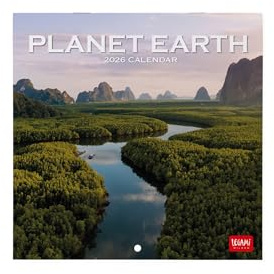 Legami - Calendrier Mural 2026, Planet Earth, Petit Calendrier Mural, 12 Mois et Planificateur D'année, En 6 Langues, Espace pour Notes, Signes du Zodiaque, Jours Fériés Internationaux, 18 X 18 Cm