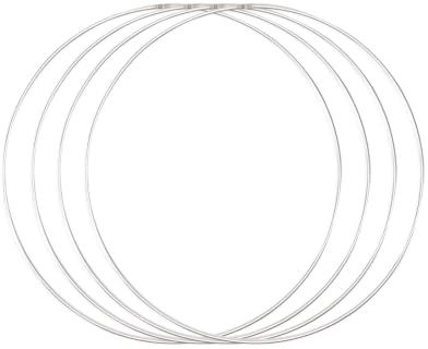 Vaessen Creative Metallringe 30 cm x 3 mm Kreis zum Basteln - 4 Stück Drahtkreis Silber und Deko Kranz aus Metall für TrockenblumenKranz, Makramee, Traumfänger, Mobile Basteln und Wanddeko