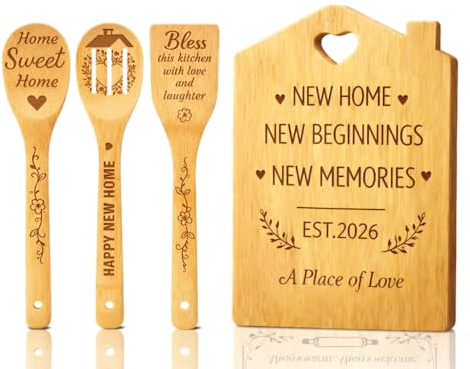 New Home Gifts - House Warming Gift Cutting Chopping Board Set, Practical Housewarming Kitchen Gifts with Sweet Wishes for Best Friend Couple Family, Ideas Kitchen Housewarming Gifts for New House