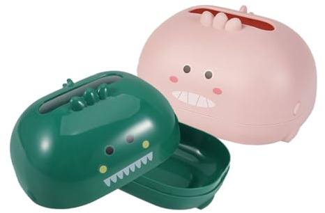 Luxshiny Porta Fazzoletti in Plastica da Tavolo a Forma di Dinosauro, 2 Pezzi Contenitore Multifunzione per Ambiente Notturno e Scrivania