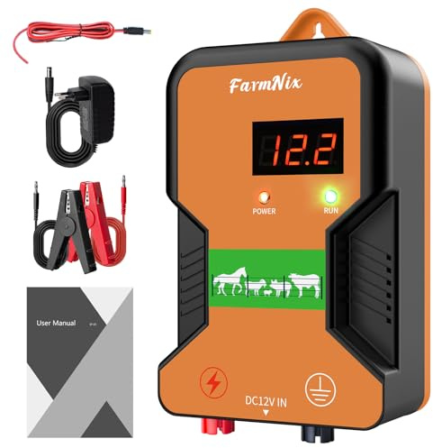 15KM Pastor Electrico con pantalla LED,2J Cerca eléctrica Controlador para caballos,220V Cerca eléctrica Pastor para Cría de animales pastores, para Granja Pastar Jardín (Naranja)
