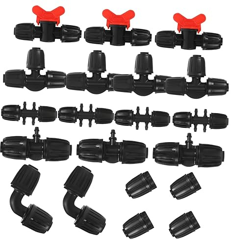TOYANDONA Lot de 20 Raccords Rapides PE pour Tuyau D'arrosage 16 Mm, Connecteurs T et Adaptateurs de Tuyaux D'irrigation Goutte à Goutte pour Jardin, Plastique Solide et Étanche