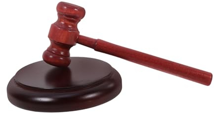 FUNNETOYU Martillo de Juez de Madera con Base de Exhibición de Martillo y Bloque para Subasta y Tribunales Mango Ergonómico para Golpes y Clásico para Jueces y Abogados
