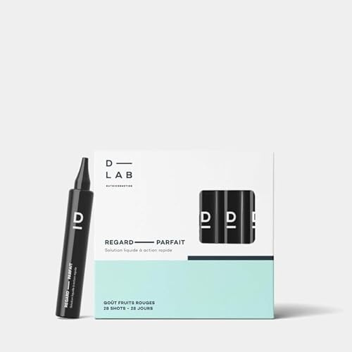 D-LAB Solution Mirada Perfecta | Shots Líquidos Sabor Frutas Rojas | Ácido Hialurónico Haplex Plus y BrainBerry | Anti Ojeras, Bolsillos arrugados y fatiga visual | Fabricado en Francia