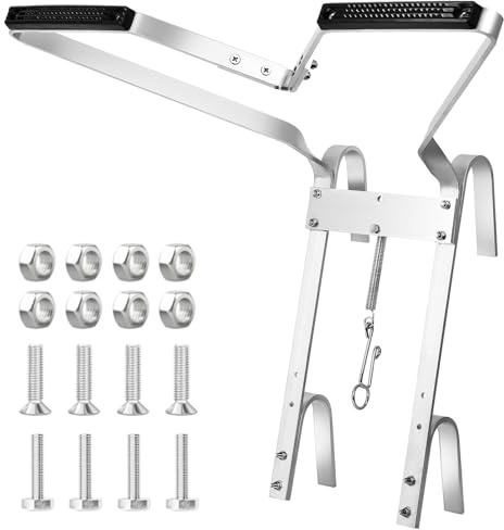 Universal Reinforced V-Shaped Ladder Stand Off & Stay - Adjustable Interval Heavy Duty Aluminium Stabiliser with Anti-Slip Rubber Bumpers for Maximum Safety on Downpipes, Gutters & Walls