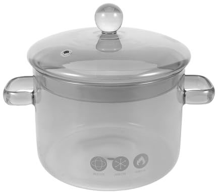 Hemobllo Marmite en Verre Borosilicate 1500 Ml avec Couvercle Casserole Transparente Résistante à la Chaleur Double Poignée Ergonomique pour Cuisson sur Plaque Vitrocéramique et