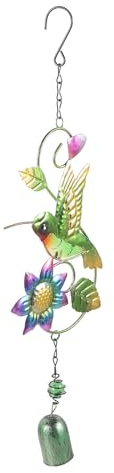 SEWACC Carillons Éoliens en Métal Rotatifs pour Jardin et Terrasse, Décoration Extérieure Vintage, Peinture Résistante aux Intempéries, Effet 3D Design Oiseau-Mouche Coloré, Cloches à Vent Solide