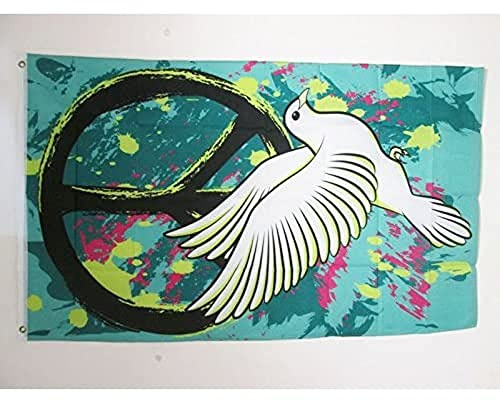 AZ FLAG Drapeau Peace and Love graffiti 150x90 cm Polyester 100D 2 Œillets | Usage intérieur et extérieur Drapeau décoratif Arc-en-Ciel coutures doubles et bords renforcés avec œillets métalliques
