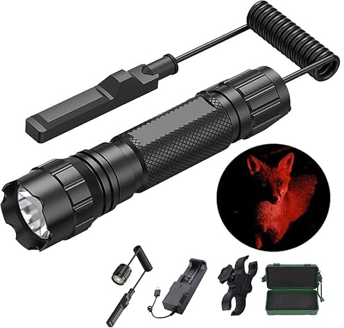 VASTFIRE Rotlicht Jagd Taschenlampe 1200 Lumen mit Remote-Druckschalter-Scope Einstellbare Focus Rail Mount LED 250 Yard Fackel für Kaninchen Fox Coyote Schwein