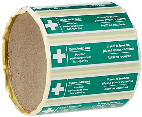 Caledonia Signs 56300 Sicherheitssiegel für Erste-Hilfe-Kasten, fälschungssicher, 82 x 23 mm, 50 Stück