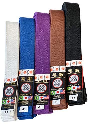 Ronin Brand - Japan Made Deluxe Jiujitsu BJJ Gi Belt - 1.75” wide-12 Row Stitching (Blue, A1)
