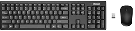 Lenovo 100 Wireless Keyboard & Mouse Combo, Ambidextrous 1000 DPI Mouse Optical Sensor, upto 3M clicks, Ultra slim water resistant keyboard, 2.4 GHz Wireless Nano USB