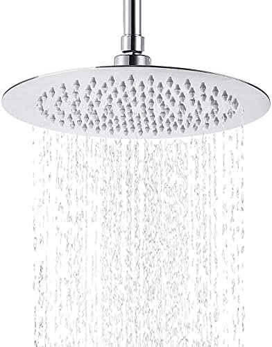 Andreas Dell Duschkopf Ø 20 cm – Edelstahl V304 Regendusche – Runde Kopfbrause, Poliert, mit Anti-Kalk-Düsen – Hochdruck Regenbrause für Badezimmer