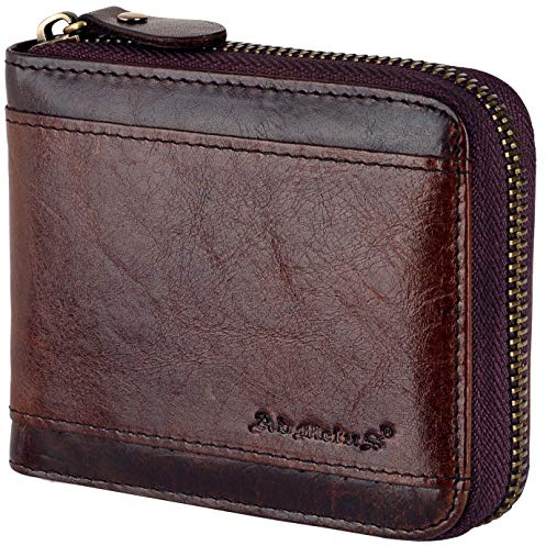 Admetus Christmas gift Men gifts Genuine Leather Short Zip Cowhide Wallet credit card ID Purses 2