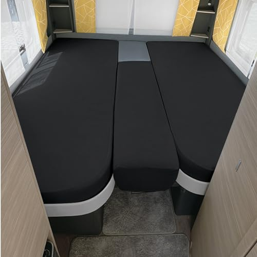Erwin Müller Spannbettlaken 3er-Set für Wohnmobil oder Wohnwagen - Heckbett, anthrazit Größe 70x190 cm - 85x210 cm (2X) + 35x130-50x145 - Multi-Stretch Jersey