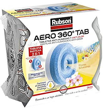 Rubson Recharges de déshumidificateur Aero 360, blanc, parfum de fleurs sauvages, 450 g