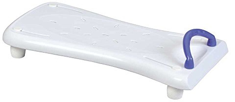Behrend Badewannenbrett Plus, Sitzbrett, PP, blauer Griff, Seitenablage, 70 x 35 cm