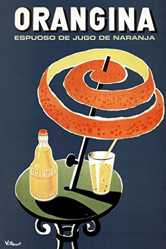 Bernard Villemot Orangina Vintage Orange Drink Advertising Ad Orange Peel Umbrella Cool Wall Art Print Poster 24x36