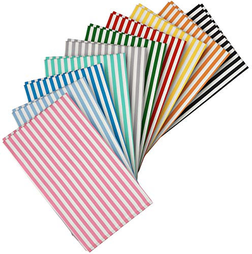 Stoffpaket: 10 gestreifte Patchwork Stoffe, Fat Quarters aus Baumwolle, Motiv: Streifen, in verschiedenen Farben; 50 x 40 cm