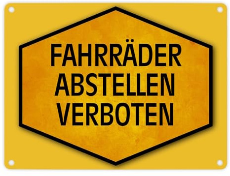 Fahrräder abstellen verboten Warn- und Hinweisschild in Gelb und Schwarz